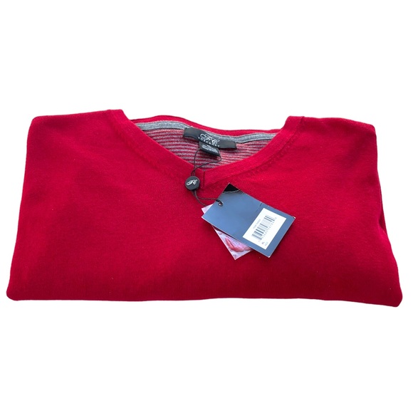 Foxcroft NWT Red V-Neck 90% Cotton 10% Cashmere Long Sleeve Sweater in Size XL - Picture 1 of 11